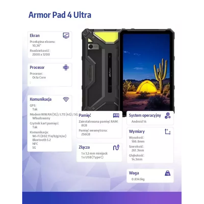 Planšetdators UleFone Armor Pad 4 Ultra 10,36 collas MediaTek 8 GB 256 GB Android