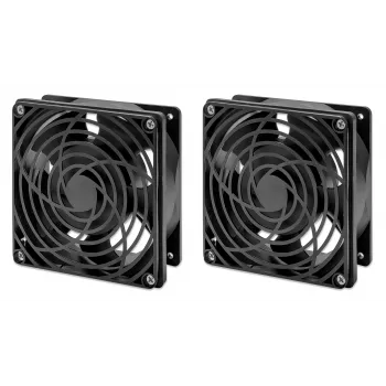 Intellinet 2-ventilatoru ventilācijas bloks 19 collu sienas skapjiem, montāža uz jumta, 1,8 m strāvas kabelis ar ES CEE 7/7 spraudni, formāts 120 x 120 mm, zemējuma komplekts iekļauts, melns