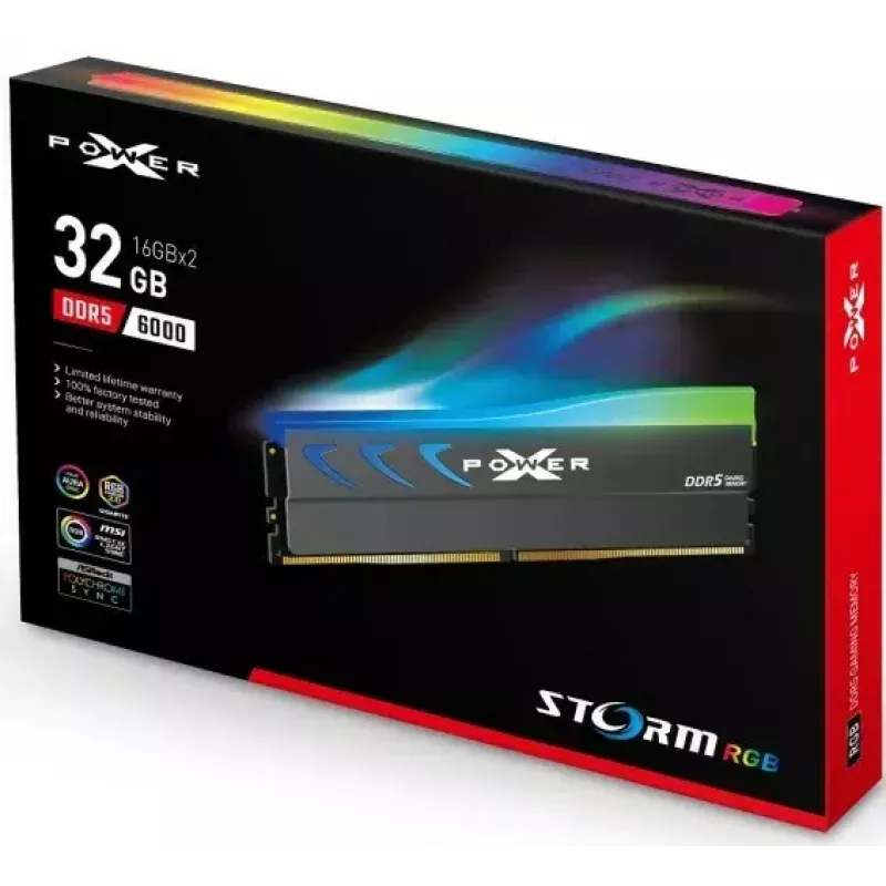 RAM modulis Silicon Power Storm RGB DDR5 32GB (2x16GB) 6000MT/s CL36 1.35V Radiators RGB