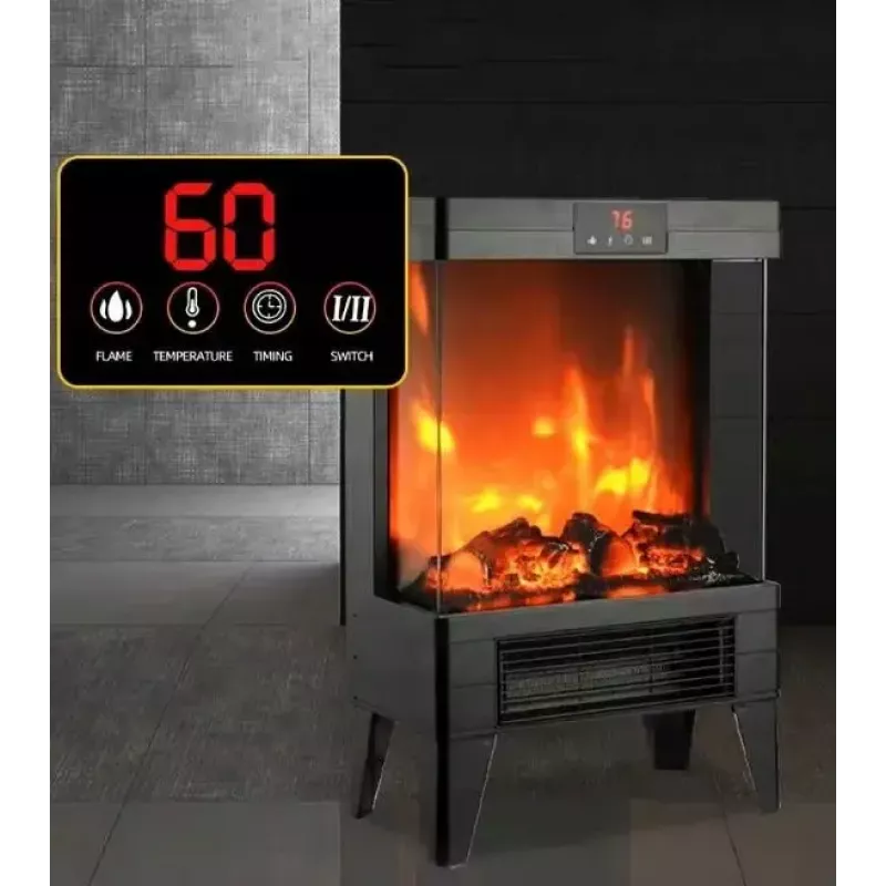 Elektriskais sildītājs Carruzzo Q20P ar eļļu pildīts radiators, 1800W, 15–45°C, stikla korpuss, tālvadība/lietotne/skārienvadība, taimeris 1–12h, sienas vai grīdas, melns