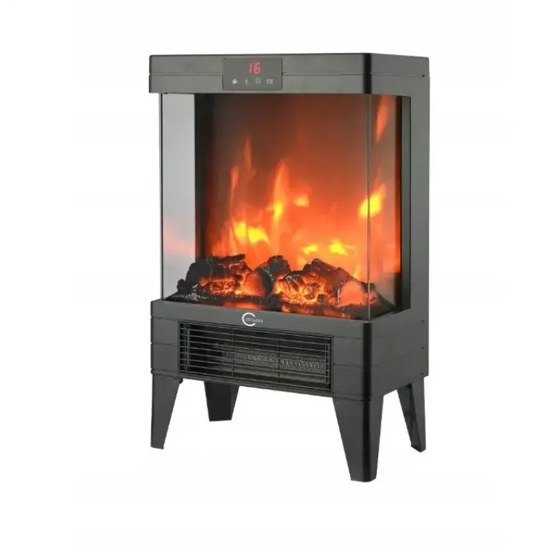 Elektriskais sildītājs Carruzzo Q20P ar eļļu pildīts radiators, 1800W, 15–45°C, stikla korpuss, tālvadība/lietotne/skārienvadība, taimeris 1–12h, sienas vai grīdas, melns