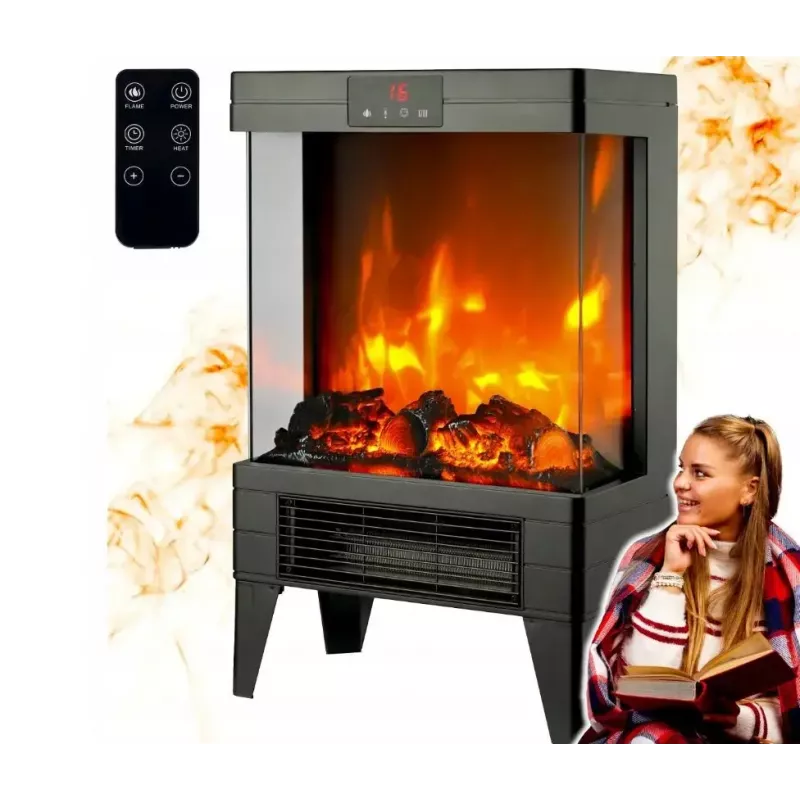 Elektriskais sildītājs Carruzzo Q20P ar eļļu pildīts radiators, 1800W, 15–45°C, stikla korpuss, tālvadība/lietotne/skārienvadība, taimeris 1–12h, sienas vai grīdas, melns
