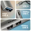 USB centrālmezgls AXAGON HUE-STA — 4 portu alumīnija sloksne, 1× USB-A 5Gbps + 2× USB-A & 1× USB-C 480Mbps, USB-A pieslēgvieta, pelēks