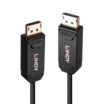 Lindy 10m optisko šķiedru hibrīdais DP 2.0 UHBR10 kabelis, 10 m, DisplayPort, DisplayPort, vīriešu tipa, vīriešu tipa, 7680 x 4320 pikseļi