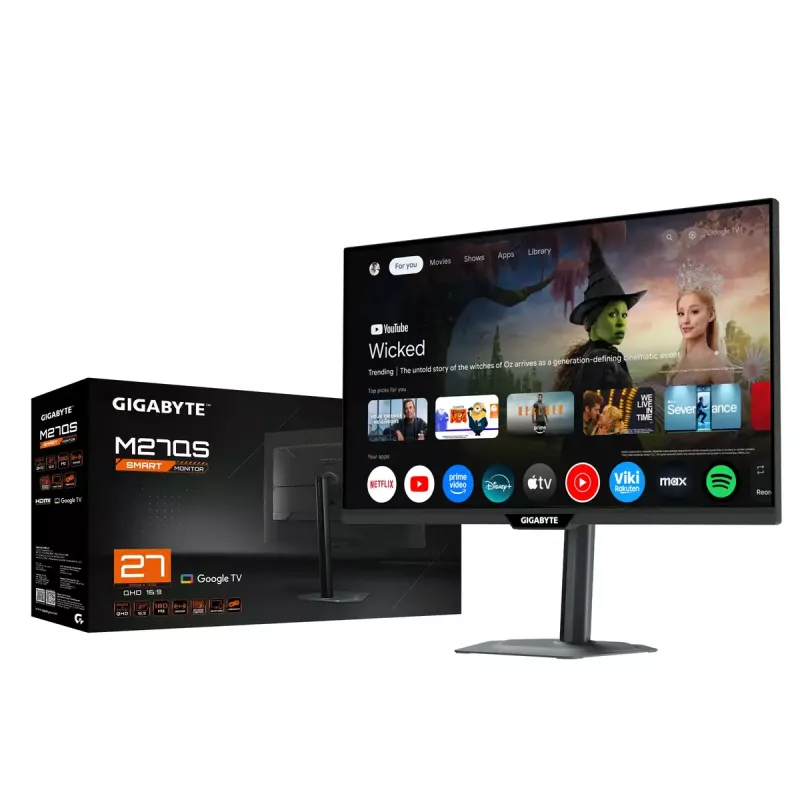 27 collu GIGABYTE M27QS 2K QHD viedais monitors — 2560x1440, 180Hz, 1ms, 350 cd/m², FreeSync, DisplayHDR400, HDMI 2.0, DP 1.4