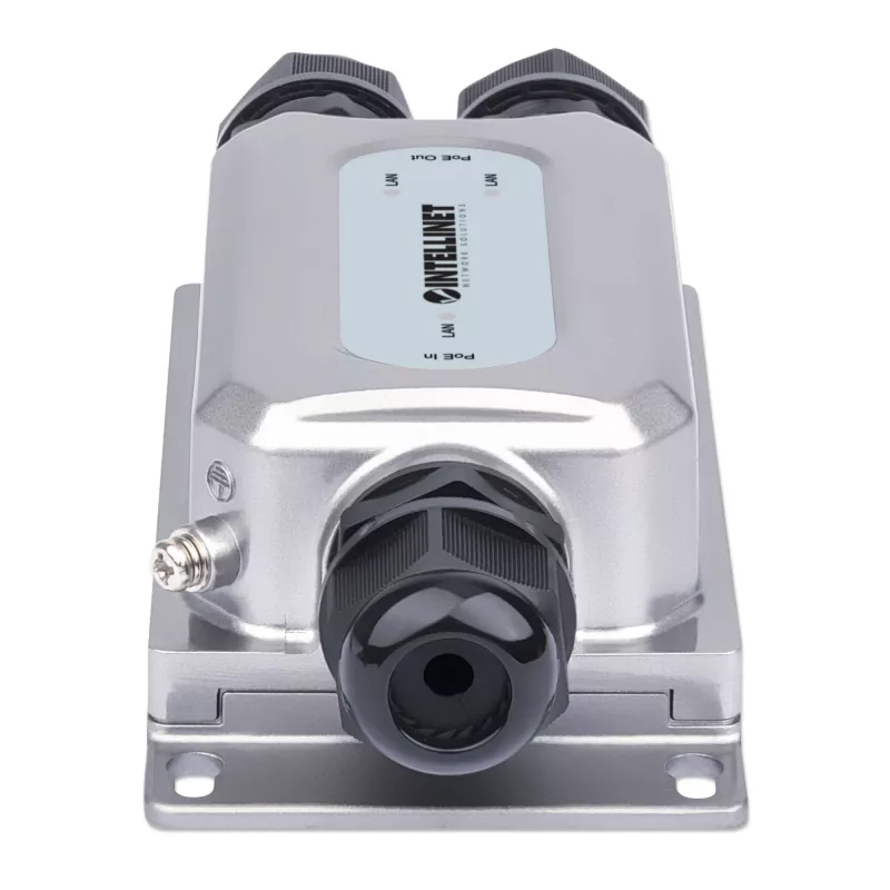 Intellinet 2-portu āra vandāldrošs Gigabit PoE++ paplašinātājs, divi 30 W porti, pagarina PoE līdz 100 m, 60 W jaudas budžets, atbilst IEEE 802.3bt (4PPoE), IP67 ūdensizturīgs, IK10 novērtējums, metāla korpuss