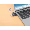 Manhattan USB-A / USB-C combo Multi-Card Reader/Writer, 5 Gbps (USB 3.2 Gen1 aka USB 3.0), Male to microSD and SD/MMC Slots, Mini Format, SuperSpeed USB, Windows or Mac, Melns/Transparent, Three Year Warranty