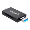 Manhattan USB-A / USB-C combo Multi-Card Reader/Writer, 5 Gbps (USB 3.2 Gen1 aka USB 3.0), Male to microSD and SD/MMC Slots, Mini Format, SuperSpeed USB, Windows or Mac, Melns/Transparent, Three Year Warranty