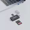 Manhattan USB-A / USB-C combo Multi-Card Reader/Writer, 5 Gbps (USB 3.2 Gen1 aka USB 3.0), Male to microSD and SD/MMC Slots, Mini Format, SuperSpeed USB, Windows or Mac, Melns/Transparent, Three Year Warranty