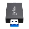Manhattan USB-A / USB-C combo Multi-Card Reader/Writer, 5 Gbps (USB 3.2 Gen1 aka USB 3.0), Male to microSD and SD/MMC Slots, Mini Format, SuperSpeed USB, Windows or Mac, Melns/Transparent, Three Year Warranty