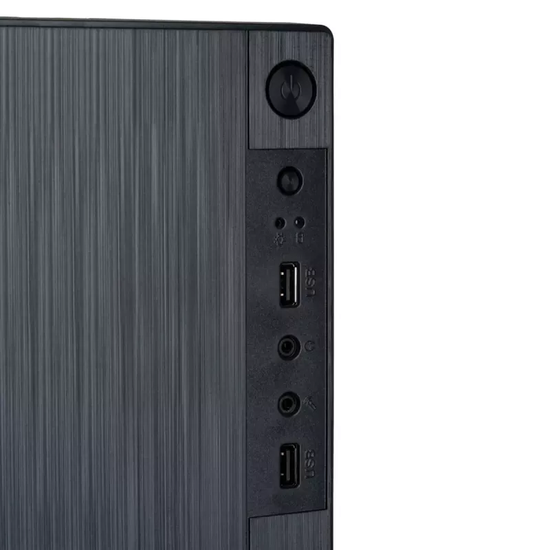 Datora korpuss Akyga AK35BK Micro Tower, Micro-ATX/Flex-ATX/Mini-ITX, maks. GPU 25 cm, maks. CPU dzesētājs 14 cm, 2×3,5 collu + 2×2,5 collu nodalījumi, USB 2.0×2, melns
