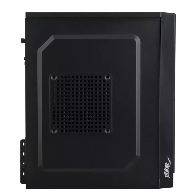 Datora korpuss Akyga AK35BK Micro Tower, Micro-ATX/Flex-ATX/Mini-ITX, maks. GPU 25 cm, maks. CPU dzesētājs 14 cm, 2×3,5 collu + 2×2,5 collu nodalījumi, USB 2.0×2, melns