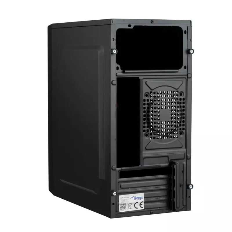 Datora korpuss Akyga AK35BK Micro Tower, Micro-ATX/Flex-ATX/Mini-ITX, maks. GPU 25 cm, maks. CPU dzesētājs 14 cm, 2×3,5 collu + 2×2,5 collu nodalījumi, USB 2.0×2, melns