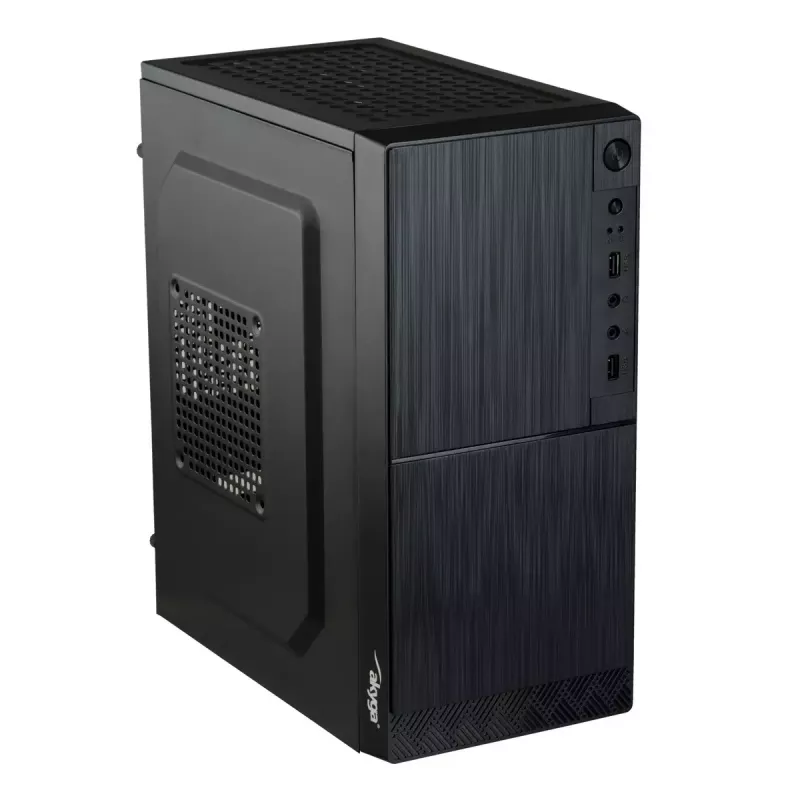 Datora korpuss Akyga AK35BK Micro Tower, Micro-ATX/Flex-ATX/Mini-ITX, maks. GPU 25 cm, maks. CPU dzesētājs 14 cm, 2×3,5 collu + 2×2,5 collu nodalījumi, USB 2.0×2, melns