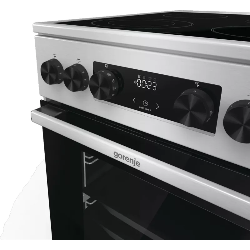 Gorenje GECS5C70XA plīts Brīvi stāvoša plīts Elektriskā Keramiskā plīts virsma Nerūsējošais tērauds