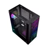 PC korpuss GEMBIRD Fornax 2500 Midi Tornis Melns — ATX/ITX atbalsts, rūdīts stikls, RGB, 3x120mm priekšā, 2x2.5 collu nodalījumi