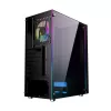PC korpuss GEMBIRD Fornax 2500 Midi Tornis Melns — ATX/ITX atbalsts, rūdīts stikls, RGB, 3x120mm priekšā, 2x2.5 collu nodalījumi