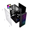 PC korpuss GEMBIRD Fornax 2500 Midi Tornis Melns — ATX/ITX atbalsts, rūdīts stikls, RGB, 3x120mm priekšā, 2x2.5 collu nodalījumi