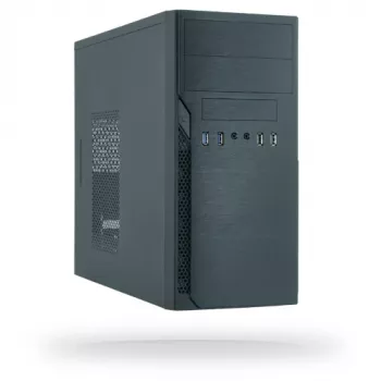 PC Case CHIEFTEC ATX Mini-Tower Alu Brossé SECC Melns — Micro ATX, 2×3.5 inch bays, 2×5.25 inch bays, USB2.0+2×USB3.2 Gen1