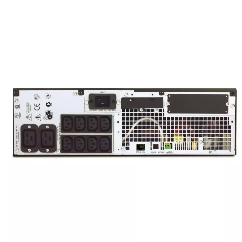 UPS APC Smart-UPS RT 3000VA 230V Marine, tiešsaistes dubultā pārveidošana, 3 kVA / 2100 W, 10 maiņstrāvas kontaktligzdas, plaukta stiprinājums 3U, melns