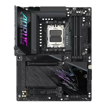 GIGABYTE X870E AORUS PRO X3D ATX mātesplate — AMD Socket AM5, 18+2+2 VRM, DDR5 līdz 9000Hz (OC), 2×PCIe5 + 2×PCIe4, Wi‑Fi 7, 5GbE, USB4