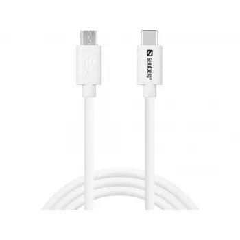 Sandberg USB-C>MicroUSB uzlādes kabelis 1 m, 1 m, USB C, Micro-USB B, balts