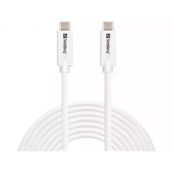 Sandberg USB-C>C USB 3.2 Gen2 100W, 5m, 5 m, USB C, USB C, USB 3.2 Gen 2 (3.1 Gen 2), 10 Gbit/s, Balts