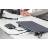 Manhattan USB-C dokstacija/cilnis ar karšu lasītāju un MST, pieslēgvietas (x7): Ethernet, HDMI (x2 4k@60Hz), USB-A (x3) un USB-C, ar Power Delivery (PD) 100 W – nepieciešams ārējs USB-C lādētājs (nav komplektā). Darbojas ar USB strāvu (nav nepieciešams ārējs barošanas avots), kad PD netiek izmantots