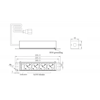 Plaukta barošanas sadales bloks Lanview LVR-2MSCH-SCH-C13-4 — Lanview barošanas sadales bloka modelis LVR-2MSCH-SCH-C13-4