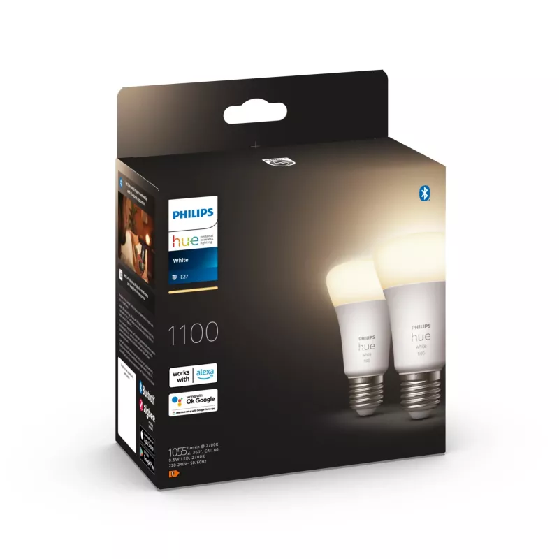 Philips Hue balta A60 – E27 viedā spuldze – 1100 (2 gab. iepakojumā)