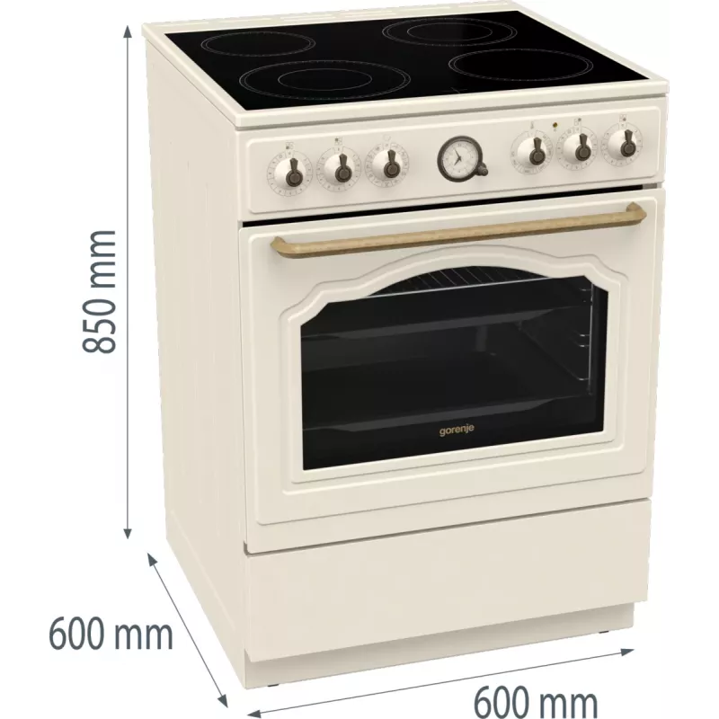 Gorenje GECS6B70CLI Brīvi stāvoša plīts Keramikas virsma Bēša
