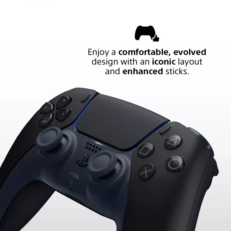 Gamepad Sony DualSense v3 Melns — Bluetooth/USB, PS5, iebūvēts akumulators, USB-C, vadu un bezvadu