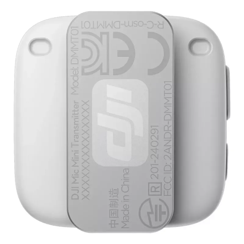 Bezvadu mikrofonu raidītājs ar piespraudi DJI CP.RN.00000430.01 — 100–20000 Hz, 3,87 V baterija, līdz 11,5 h, balts, 26,1×26,6×16 mm
