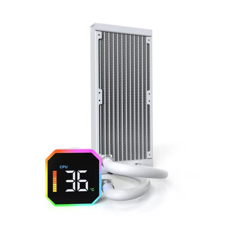 Montech HyperFlow Digital 240 procesora universālais šķidruma dzesētājs 12 cm Balts 1 gab.