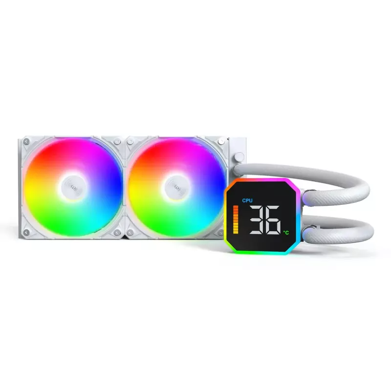 Montech HyperFlow Digital 240 procesora universālais šķidruma dzesētājs 12 cm Balts 1 gab.