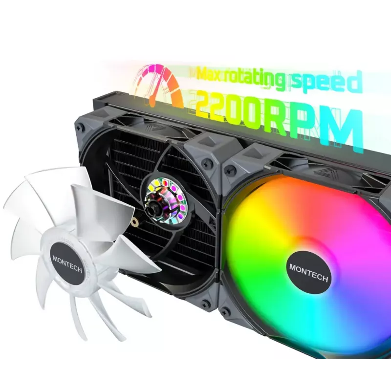 Montech HyperFlow Digital 240 procesora universālais šķidruma dzesētājs 12 cm Balts 1 gab.