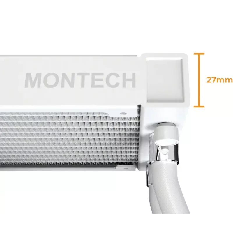 Montech HyperFlow Digital 240 procesora universālais šķidruma dzesētājs 12 cm Balts 1 gab.