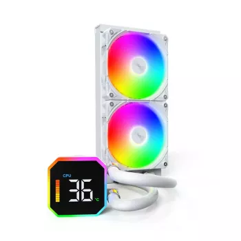 Montech HyperFlow Digital 240 procesora universālais šķidruma dzesētājs 12 cm Balts 1 gab.