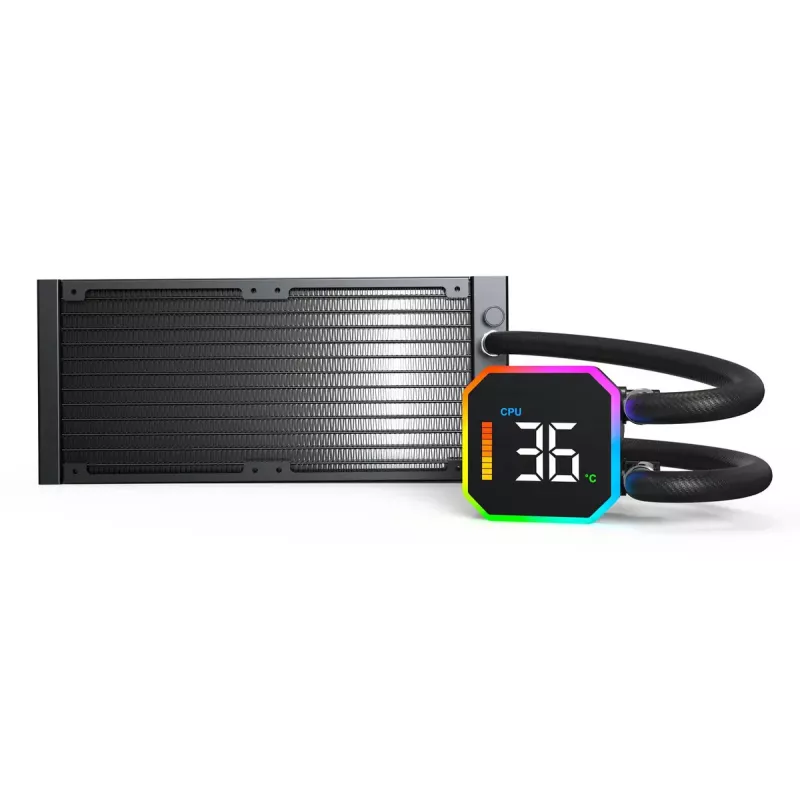 Montech HyperFlow Digital 240 procesora daudzfunkcionālais šķidruma dzesētājs 12 cm Melns 1 gab.