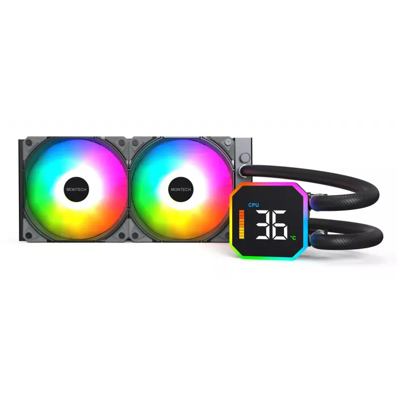 Montech HyperFlow Digital 240 procesora daudzfunkcionālais šķidruma dzesētājs 12 cm Melns 1 gab.