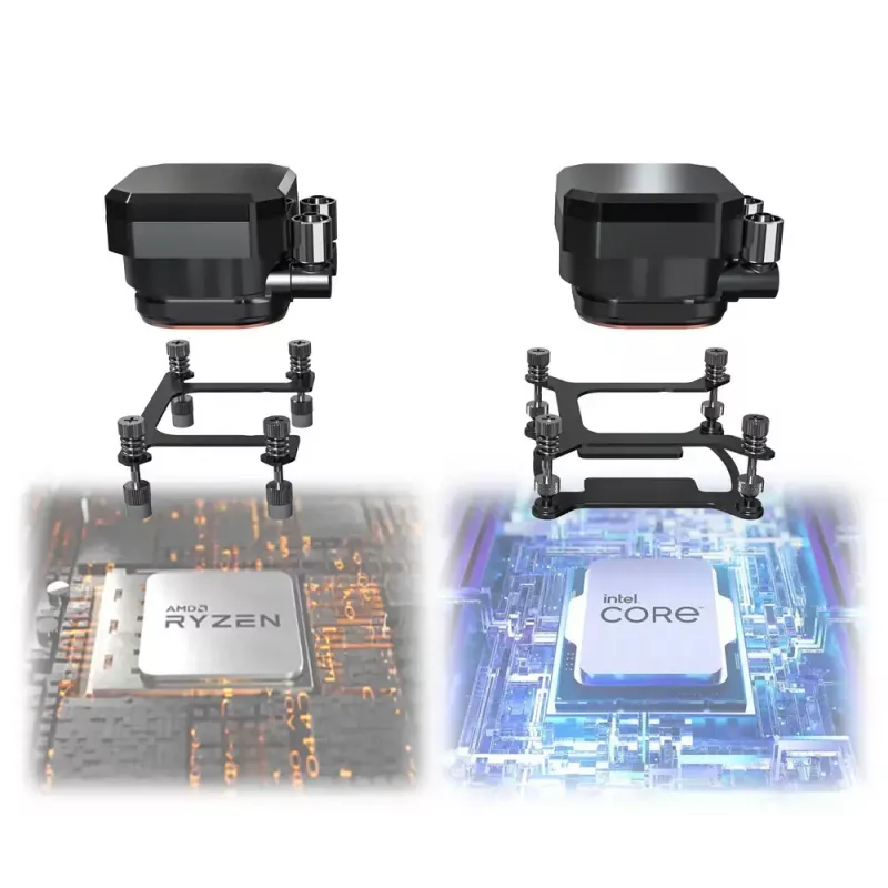 Montech HyperFlow Digital 240 procesora daudzfunkcionālais šķidruma dzesētājs 12 cm Melns 1 gab.
