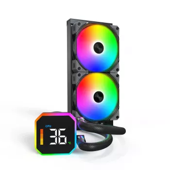 Montech HyperFlow Digital 240 procesora daudzfunkcionālais šķidruma dzesētājs 12 cm Melns 1 gab.