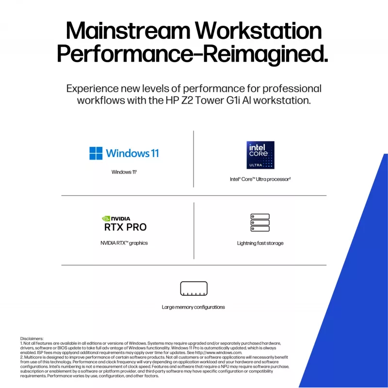 Datordators HP Z2 G1i Workstation Tower Ultra 9-285K 64GB 1TB SSD NVIDIA Windows 11 Pro
