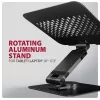 AXAGON STND-LRB klēpjdatora statīvs — alumīnija, 360° rotācija, 10 collu–17,3 collu ierīcēm, regulējams augstums līdz 26 cm, slīpums 0–180°, melns