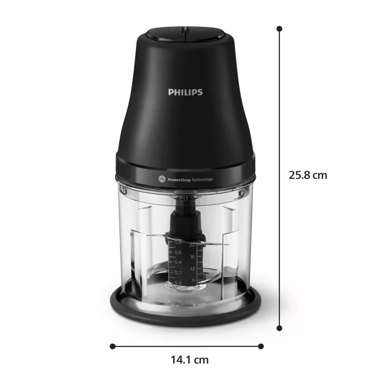 Elektriskais pārtikas smalcinātājs Philips HR1501/00 1 L 450 W Melns 5000 RPM plastmasas trauks nerūsējošā tērauda asmens 220-240V 50-60Hz