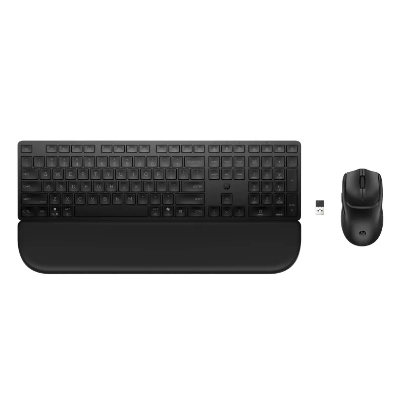 Tastatūras un peles komplekts HP Multi-device USB/Bluetooth PR585C ar plaukstu balstu, melns, iekļauta pele