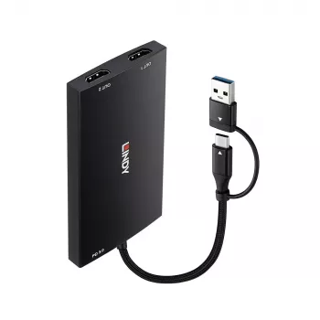 Lindy 43430 video kabeļa adapteris 0.11 m USB Type-C 2 x HDMI melns