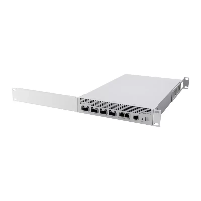Tīkla slēdzis MikroTik CRS804-4DDQ-HRM — 10G Ethernet RJ-45 2 porti, konsole RJ-45, pelēks