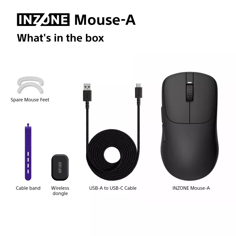 Bezvadu spēļu pele Sony INZONE Labrocim RF Optiskā 30000 DPI, 70G paātrinājums, ritenīša ritināšana