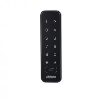Piekļuves kontroles lasītājs DAHUA ASR2201A-D, melns — 12 V līdzstrāva, 1,7 W tipiski, 135×40×15 mm